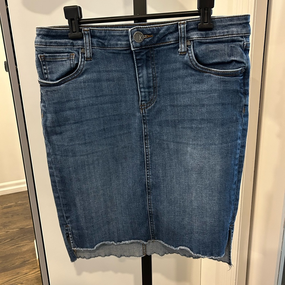 Kut FromThe Cloth Denim Pencil Skirt With Uneven Hem